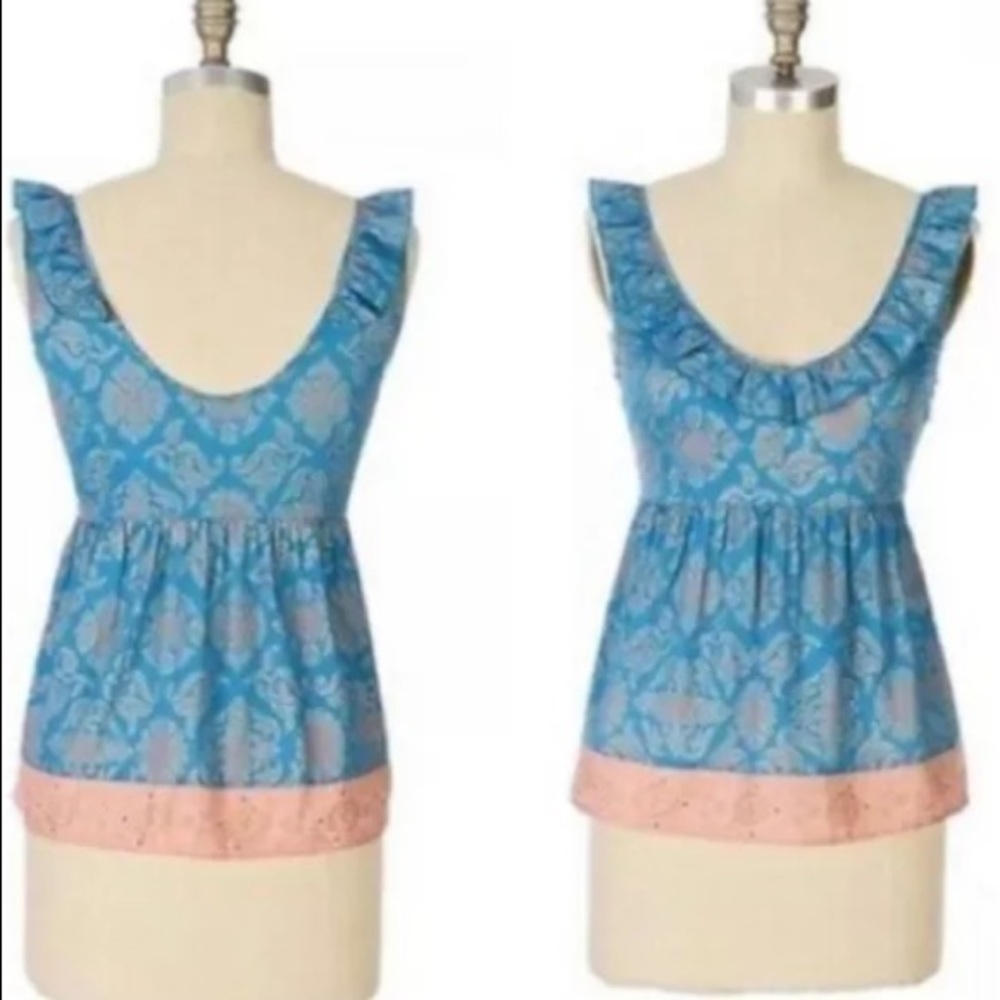 Anthropologie Esme & Esylite Masala Ruffle Top Wom